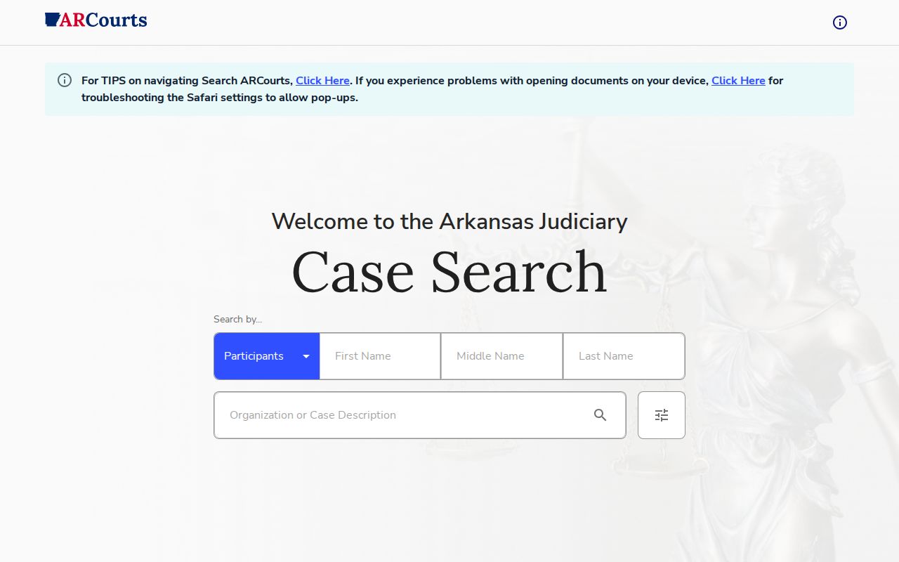 Cross County warrant records case search interface