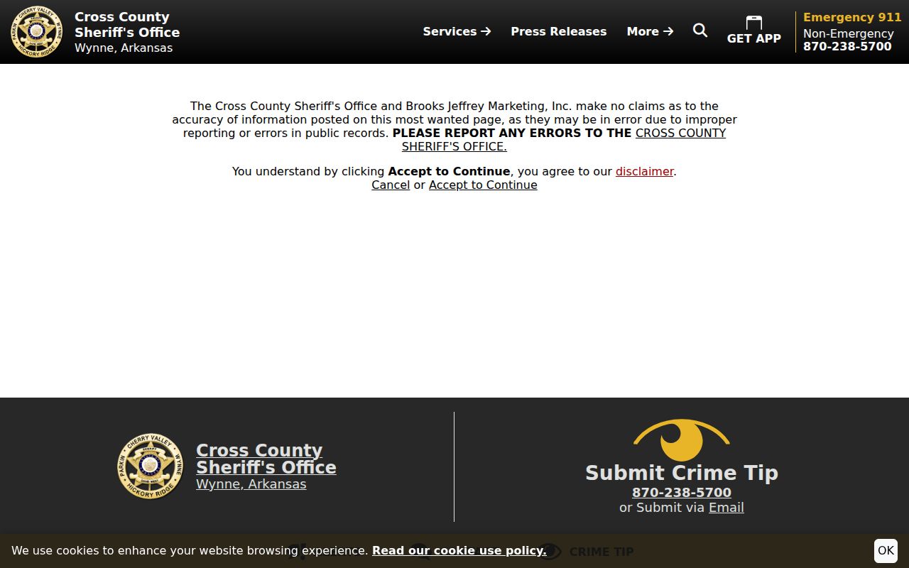 Cross County most wanted official disclaimer