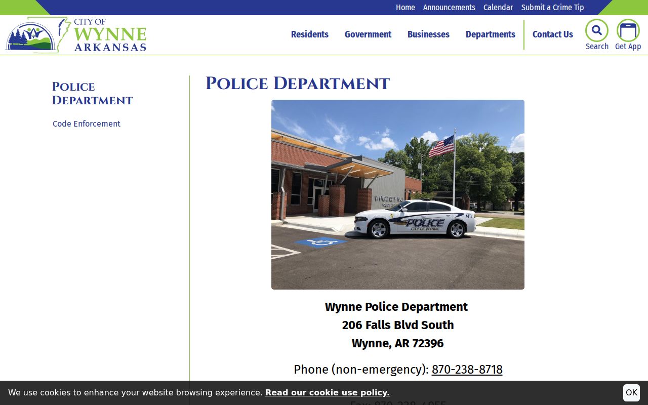 Wynne Police contact for Wynne warrant records