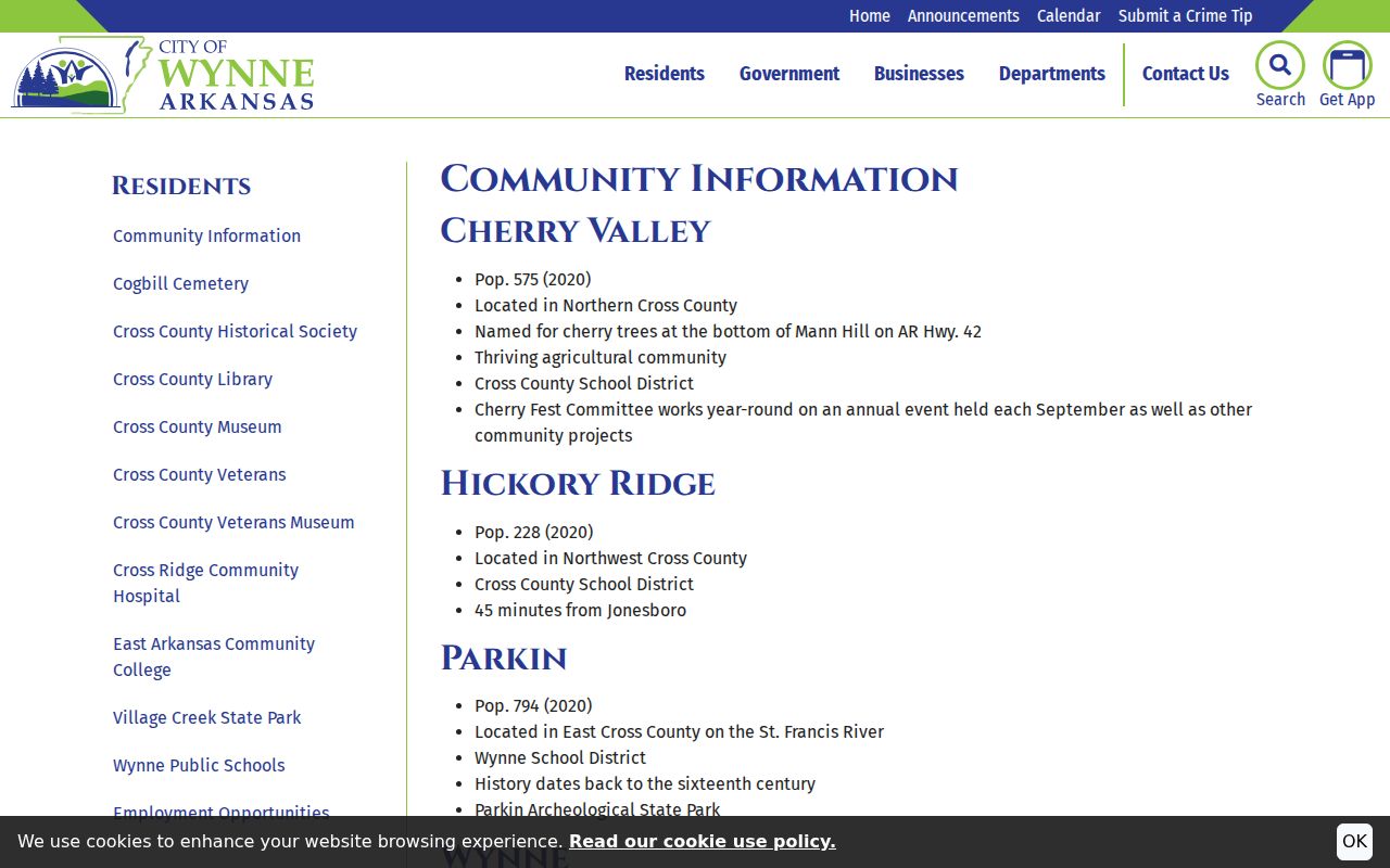 Wynne city information for local warrant routing