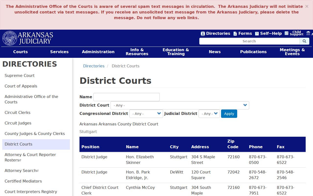 Arkansas Judiciary Parkin warrant court directory