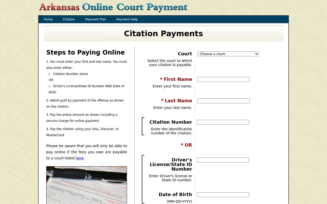Cross County traffic warrant citation portal